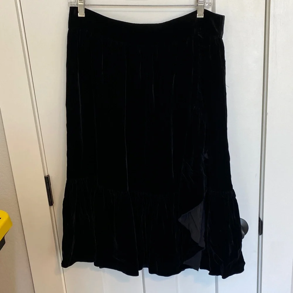 Kate Spade Black Asymmetrical Velvet Skirt